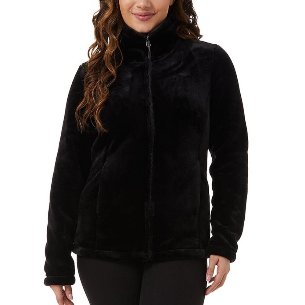 32 Degrees Heat Women's Luxe Soft Plush Jacket Size L Black Lightweight (NEW)